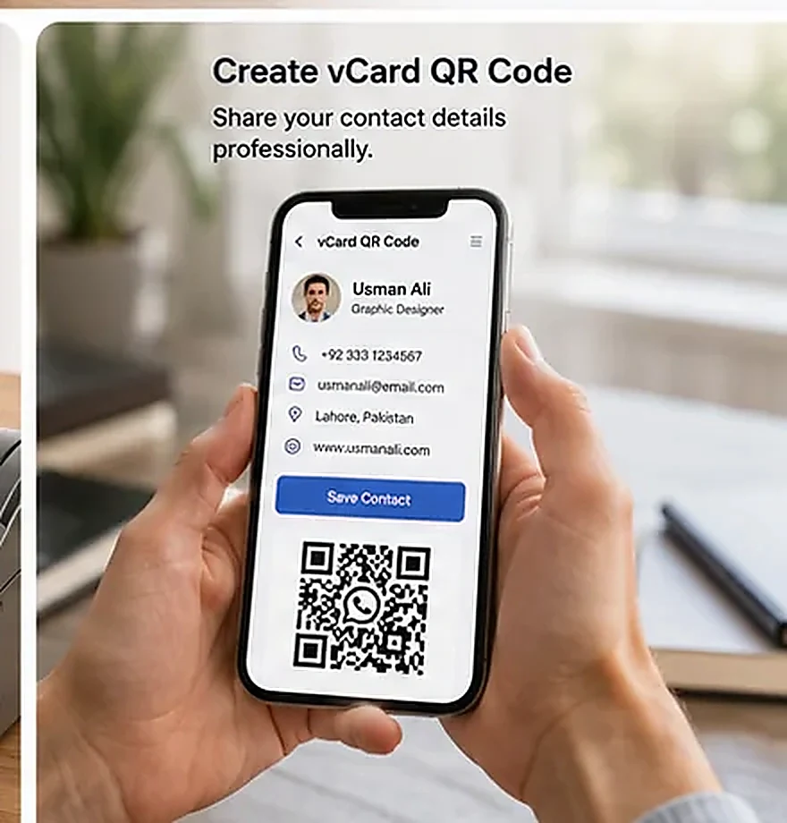 A vCard QR code can help people save business contact information from a printed or digital card.